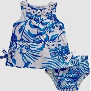 NWT Lilly Pulitzer Infant Shift Dress in Blue & White (3-6 months)